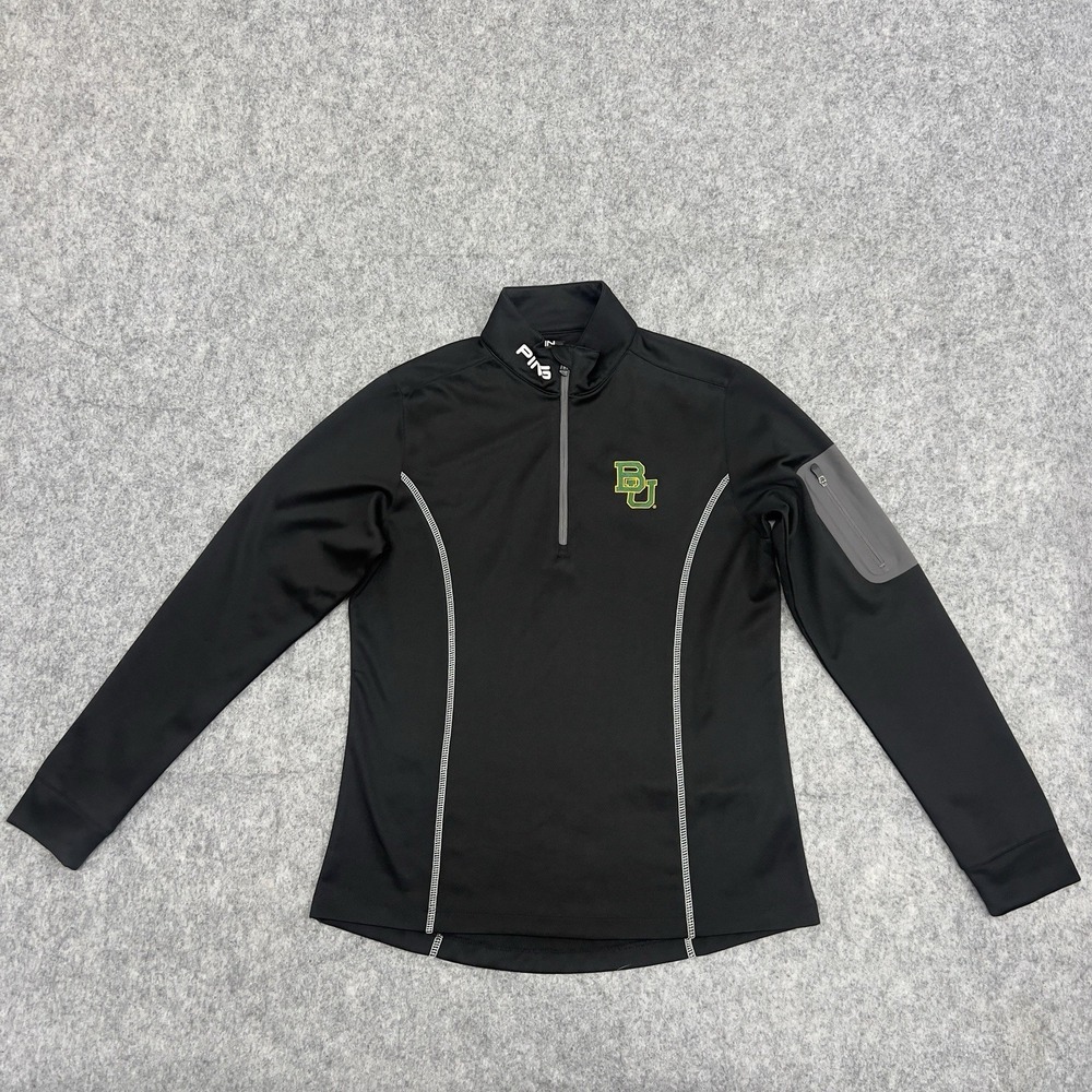 Ping Sweatshirt Womens Small Black 1/4 Zip Pocket Performance Baylor University‎
